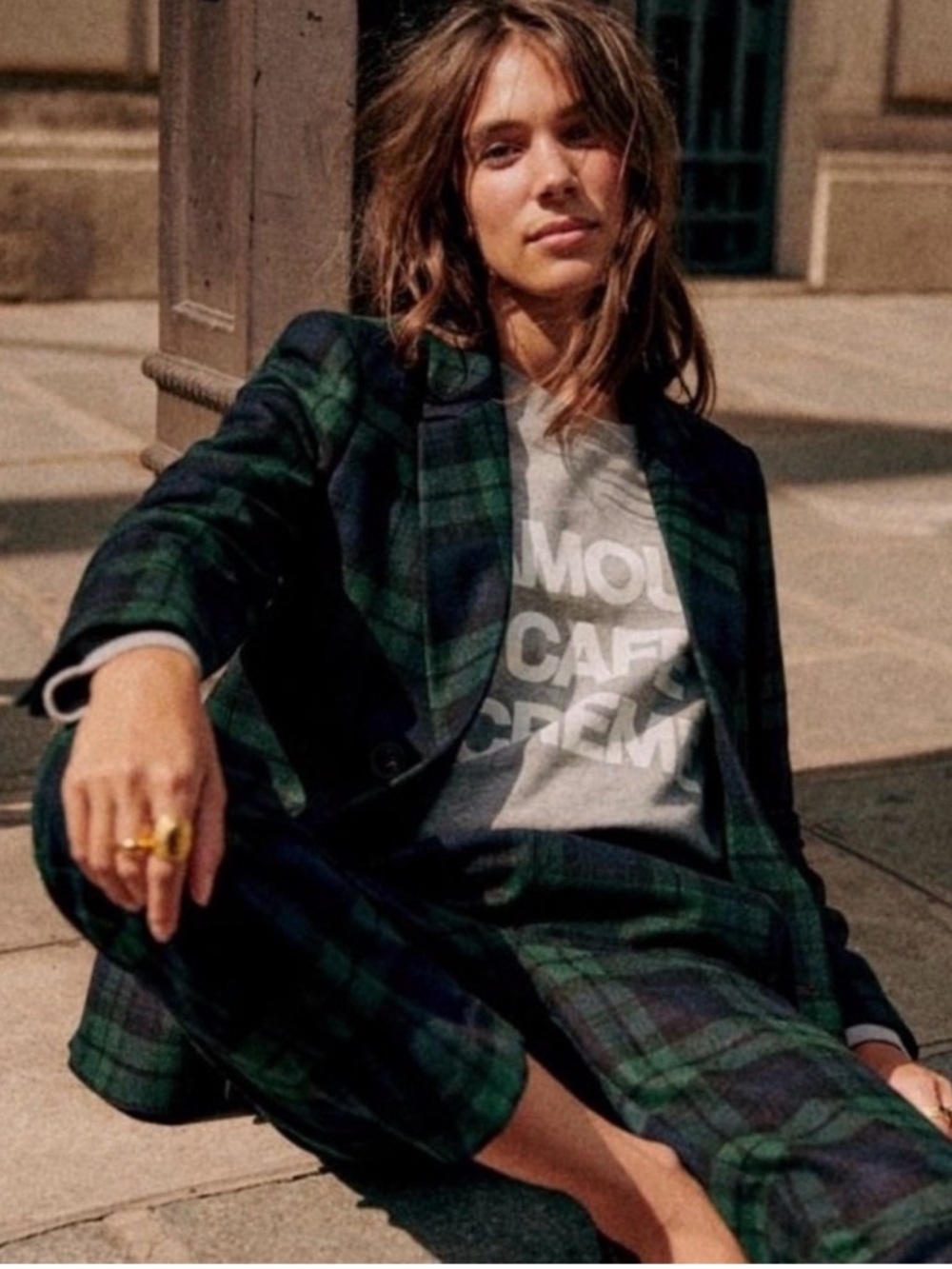 Sézane Navy Tartan Christie Blazer Size 6 Excellent Condition. - Picture 2 of 10